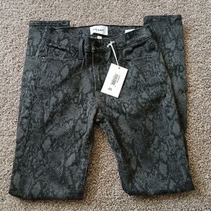 FRAME NWT Le High Skinny Snakeskin Coated Jeans | Animal Print